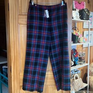 J. Crew Full Length Sydney wide leg Stewart tartan plaid wool blend pants